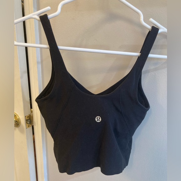 lululemon athletica Tops - Lululemon black cropped v neck align tank with built in bra size 2